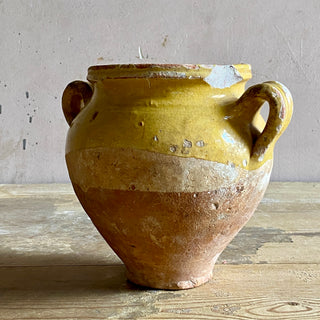 Antique Yellow Glazed Confit Pot - Rare Small Size