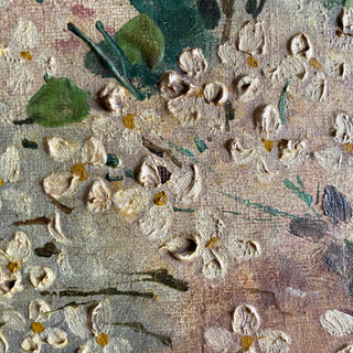 Antique French Oil On Canvas Depicting Flowers On A Book