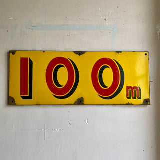 French Enamel 100m Gas Station Sign