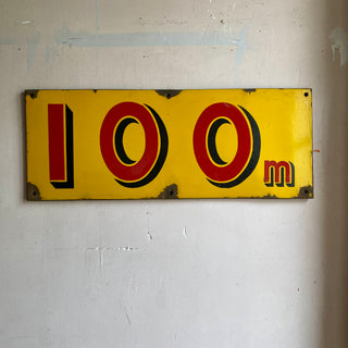 French Enamel 100m Gas Station Sign