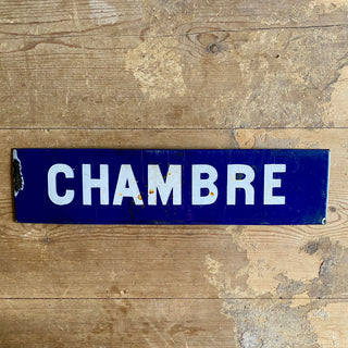 Vintage French Enamel Chambre Sign