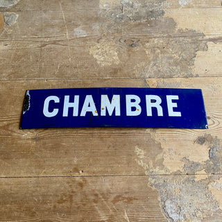Vintage French Enamel Chambre Sign