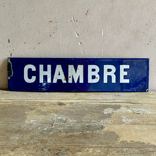 Vintage French Enamel Chambre Sign
