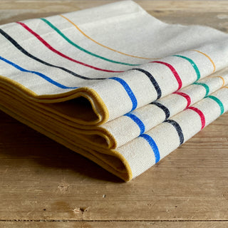 Trio of Large Vintage French Linen Tea Towels - New Old Stock