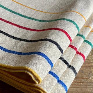 Trio of Large Vintage French Linen Tea Towels - New Old Stock