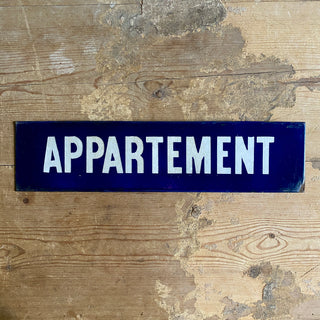Vintage French Enamel Appartement Sign