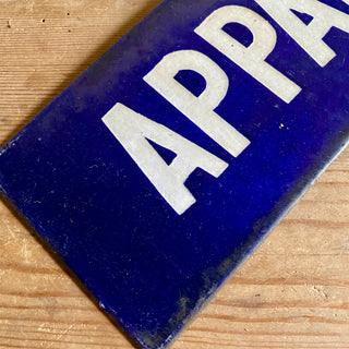 Vintage French Enamel Appartement Sign