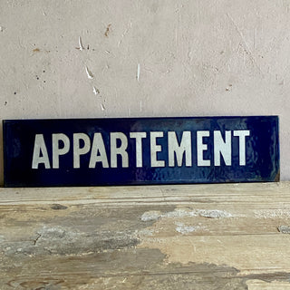 Vintage French Enamel Appartement Sign
