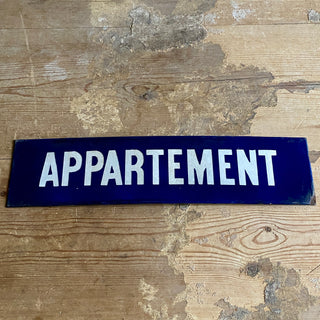Vintage French Enamel Appartement Sign