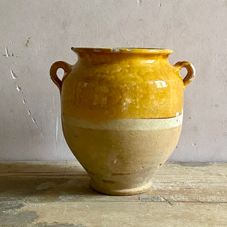 Antique Yellow Glazed Confit Pot - Medium Size
