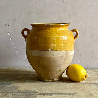 Antique Yellow Glazed Confit Pot - Medium Size