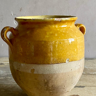 Antique Yellow Glazed Confit Pot - Medium Size