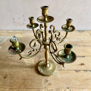 French Antique Brass Candleabra