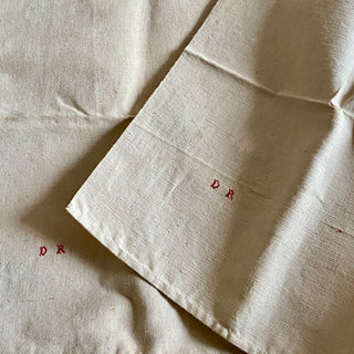 Pair of Large Vintage French Linen Tea Towels - New Old Stock