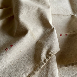 Pair of Large Vintage French Linen Tea Towels - New Old Stock