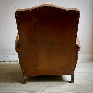Vintage French Leather Club Chair - Cognac Brown