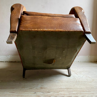 Vintage French Leather Club Chair - Cognac Brown