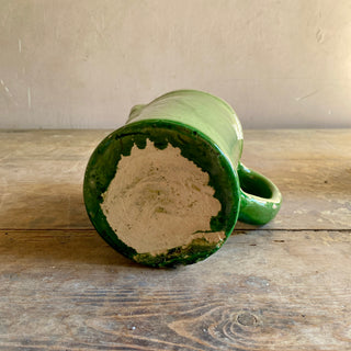 Vintage French Glazed Castelnaudary Green Pitcher And Mugs