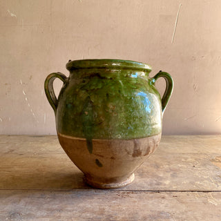 Antique French Green Glazed Confit Pot