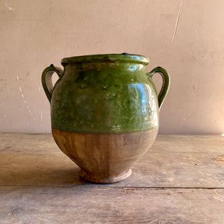 Antique French Green Glazed Confit Pot