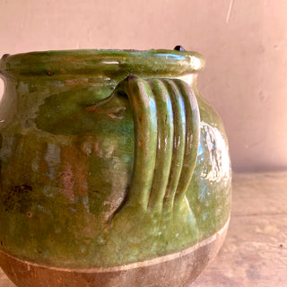 Antique French Green Glazed Confit Pot