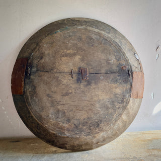 Very Large Antique French Wooden Bowl With Primitive Repairs