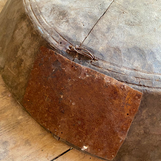 Very Large Antique French Wooden Bowl With Primitive Repairs