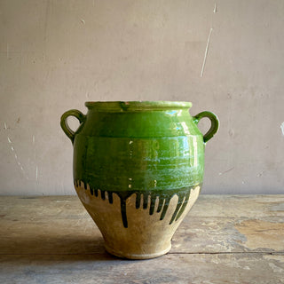 Antique French Green Glazed Confit Pot