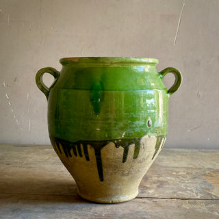 Antique French Green Glazed Confit Pot