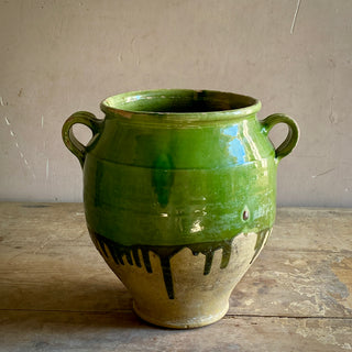 Antique French Green Glazed Confit Pot