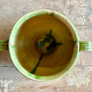 Antique French Green Glazed Confit Pot