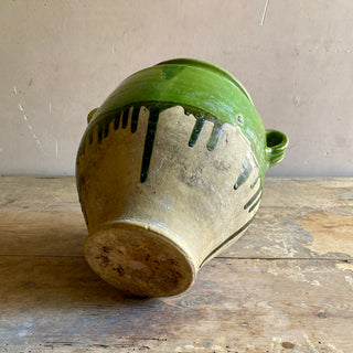 Antique French Green Glazed Confit Pot