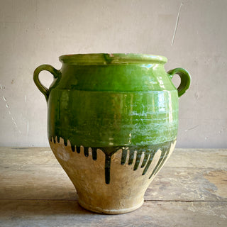 Antique French Green Glazed Confit Pot