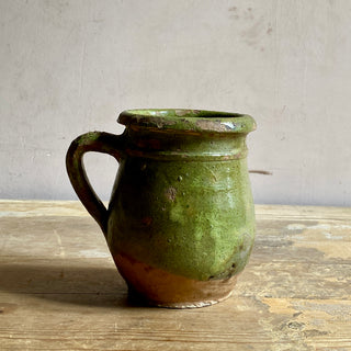 Antique French Glazed Green Jug