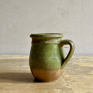 Antique French Glazed Green Jug