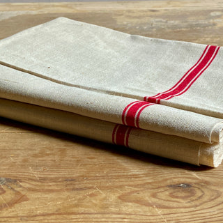 Pair of Vintage French Linen Tea Towels - New Old Stock