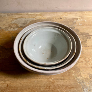 Set Of Three Antique French Cul Noir Bowls