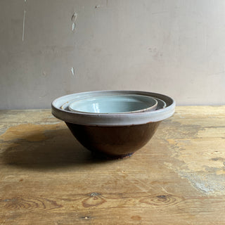 Set Of Three Antique French Cul Noir Bowls