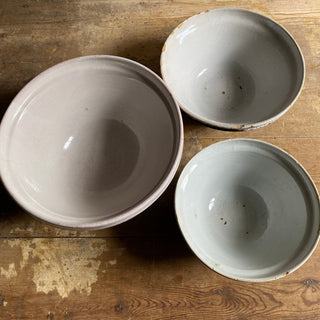 Set Of Three Antique French Cul Noir Bowls