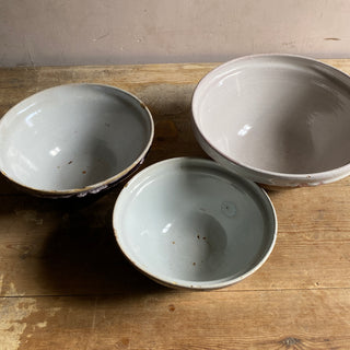 Set Of Three Antique French Cul Noir Bowls