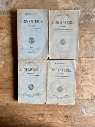 Set Of Four Antique French Military Books