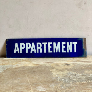 Vintage French Enamel Appartement Sign