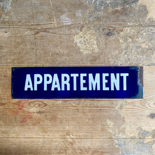 Vintage French Enamel Appartement Sign