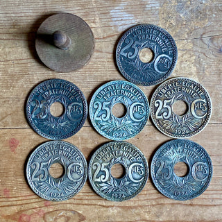 Vintage French Metal Drinks Coasters