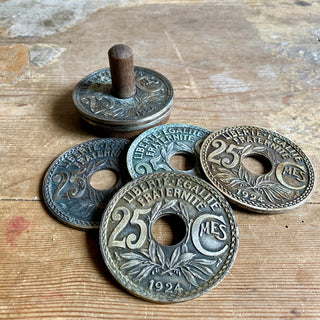 Vintage French Metal Drinks Coasters