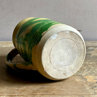 Antique French Glazed Green & Yellow Water Dieulefit Jug