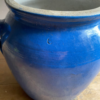 Antique French Blue Glazed Confit Pot