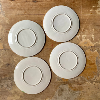 Four Antique French Majolica Salins Asparagus & Artichoke Plates