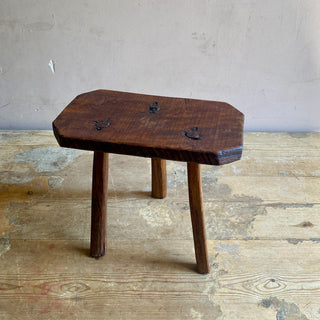 Antique French Hand Carved Milking Stool