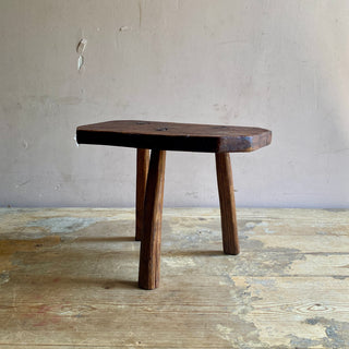 Antique French Hand Carved Milking Stool